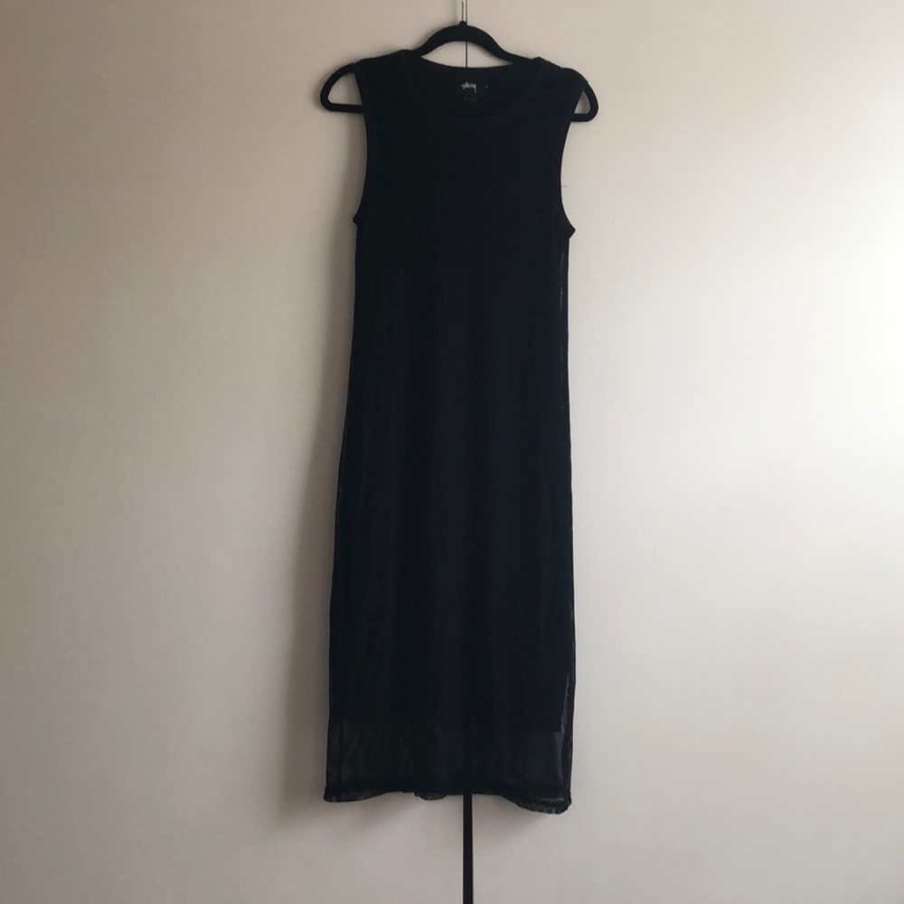 Black stussy midi dress